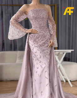 فساتين بأكمام جانبية منسدلة وقصة كاب دريس